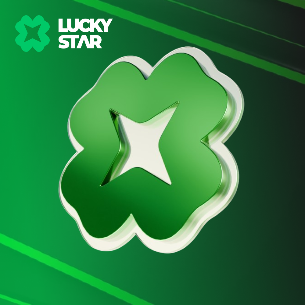 Lucky Star logo featuring a green four-leaf clover with a star in the center on a black background