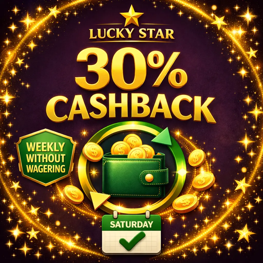 Lucky Star Cashback 30% - weekly returns without wagering